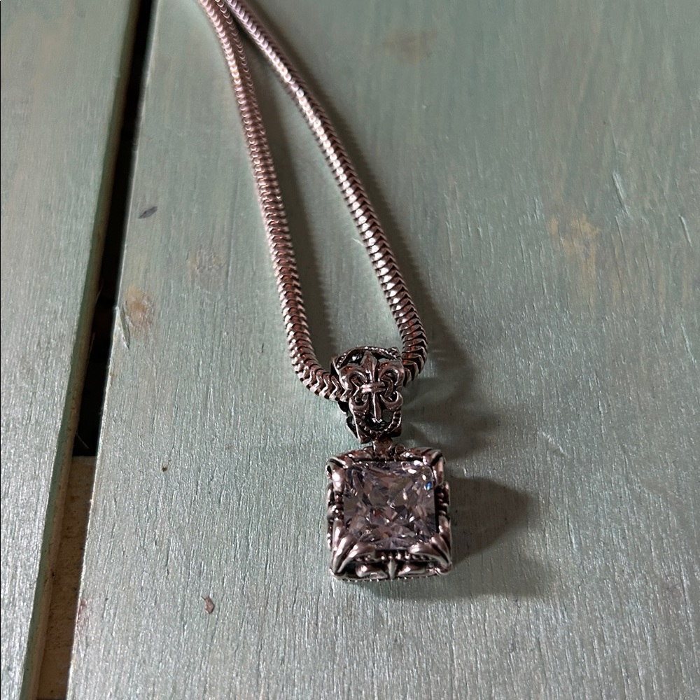 Sterling Silver Necklace with Square Pendant